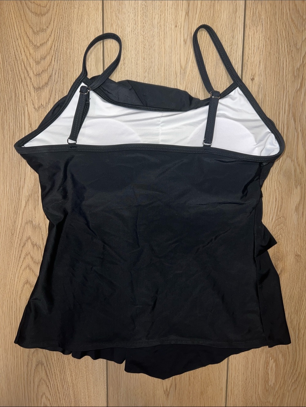 Black Ruffle Swim Cami with Adjustable Straps - Picture 3 of 8